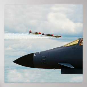 Affiche B-1 Bombardement et chasseurs 2ÈME GUERRE MONDIALE