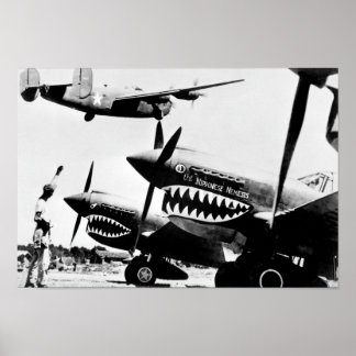 Affiche B-24 Libérateur volant sur les avions de chasse P-