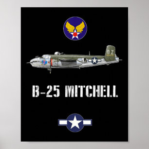 Affiche B-25 Mitchell Bombardement de la Force aérienne mi