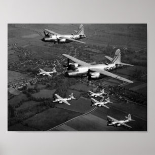 Affiche B-26B Bombes Marauder Volant En Formation