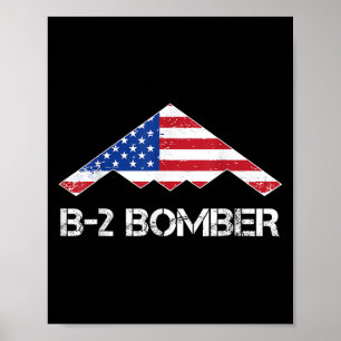 Affiche B-2 Spirit Stealth Bomber Flag Usa Military Aircra