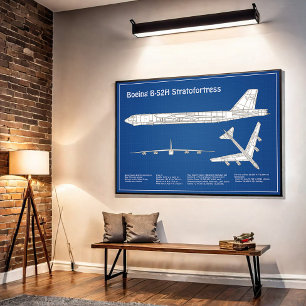Affiche B-52 Stratoforteresse - Plan directeur de l'avion 