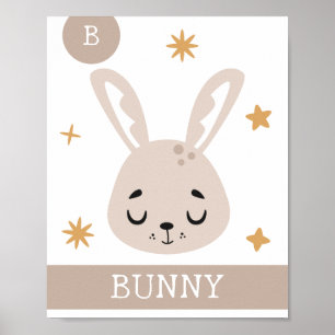 Affiche B est pour Bunny, Nursery, Chambre, Art Mur pour E