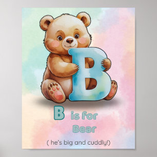 Affiche B est pour Ours – Grand et Câlin Alphabet pour la