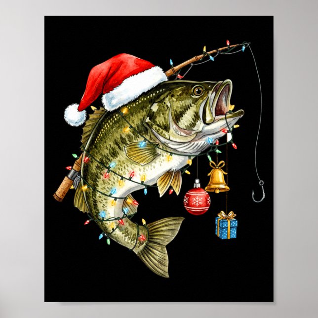 Affiche B Fish Festive Lights Christmas Funny Fishing Long (Devant)
