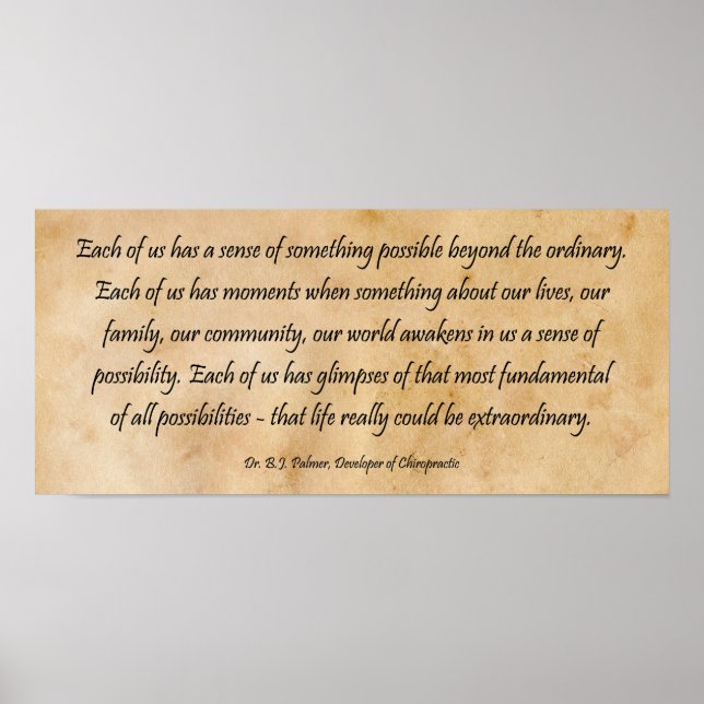 Affiche B J Palmer Vie extraordinaire Chiropratique (Devant)