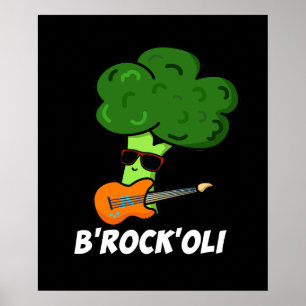 Affiche B-Rock-Oli Funny Rocker Broccoli Pun Dark BG