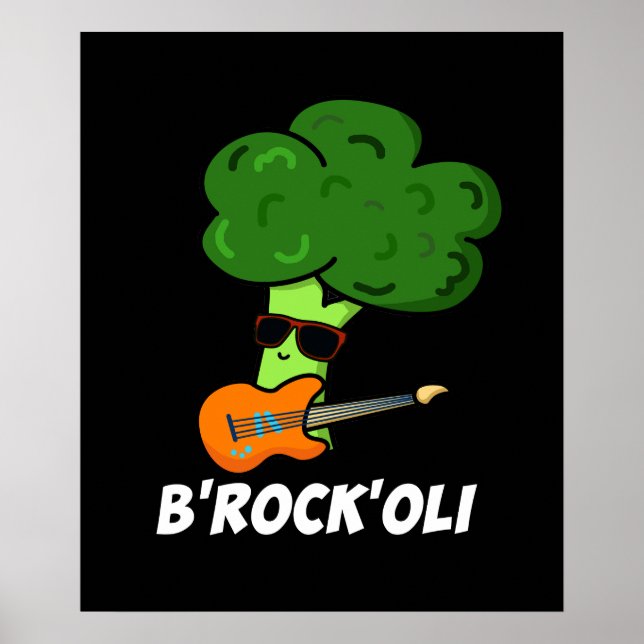 Affiche B-Rock-Oli Funny Rocker Broccoli Pun Dark BG (Devant)