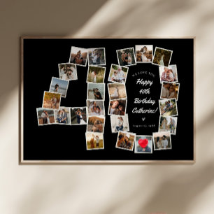 Affiche B & W 40e anniversaire 40 ans de photo collage Pos