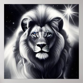 Affiche B&W Blue Eyed Lion