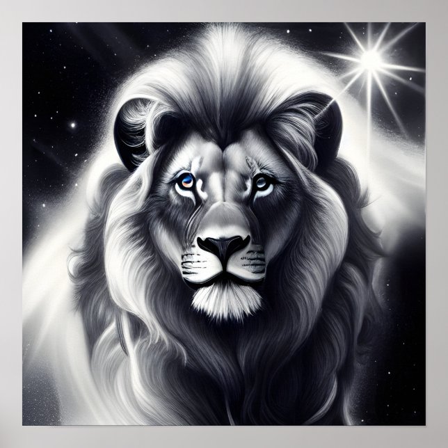 Affiche B&W Blue Eyed Lion (Devant)