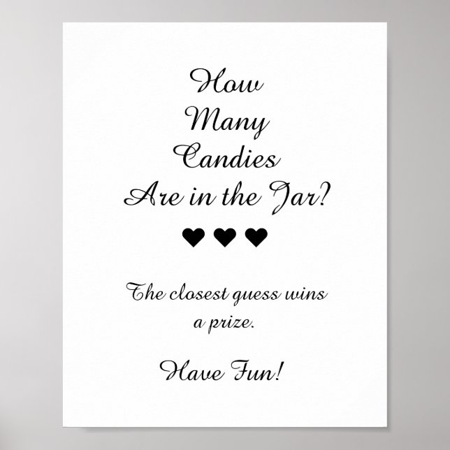 Affiche B&W Combien De Candies Sont Dans Le Jeu Jar (Devant)
