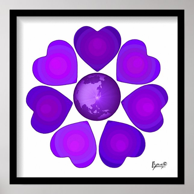 Affiche B&W Purple Hearts Beating (Devant)