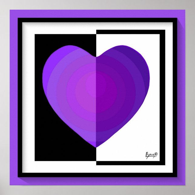 Affiche B&W Purple Hearts Beating (Devant)