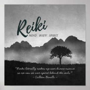 Affiche B&W Reiki Master Yoga Mediation instructor Quotes