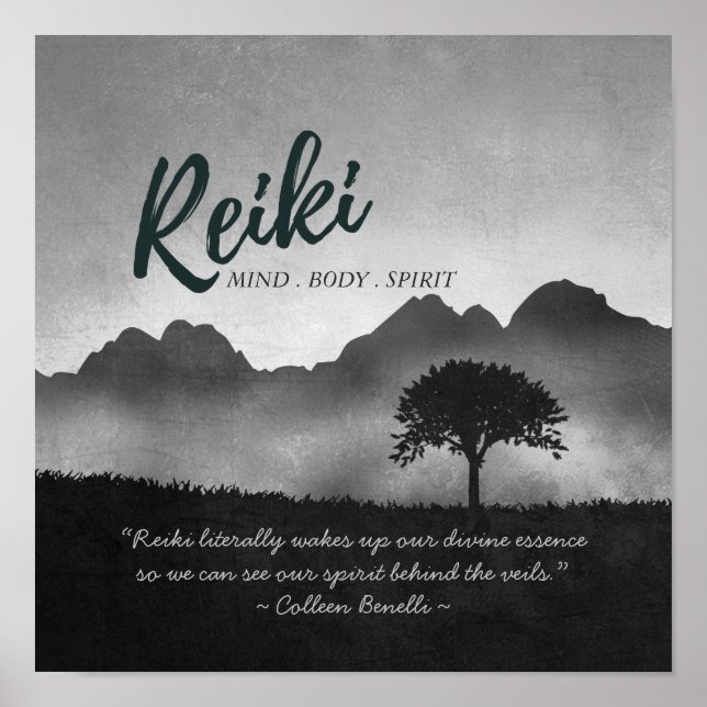 Affiche B&W Reiki Master Yoga Mediation instructor Quotes (Devant)