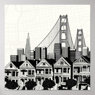 Affiche B&W San Francisco Californie