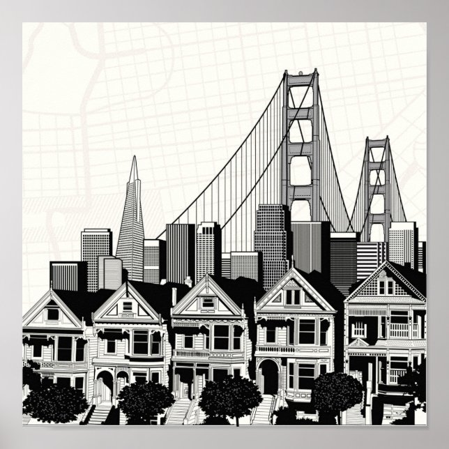 Affiche B&W San Francisco Californie (Devant)