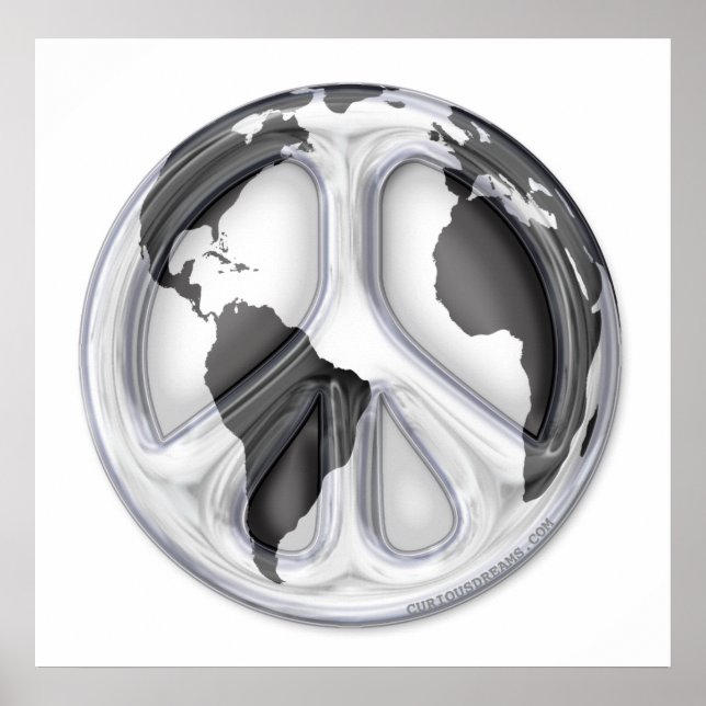 Affiche B&W signe de paix terrestre (Devant)