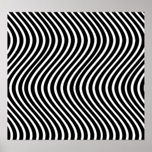 Affiche B&W Wavy Lines Optique Illusion Art