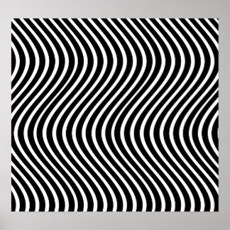 Affiche B&W Wavy Lines Optique Illusion Art