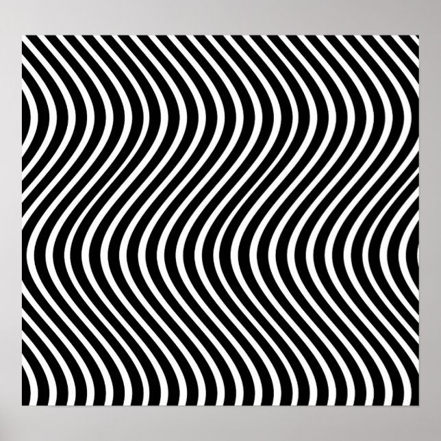 Affiche B&W Wavy Lines Optique Illusion Art (Devant)