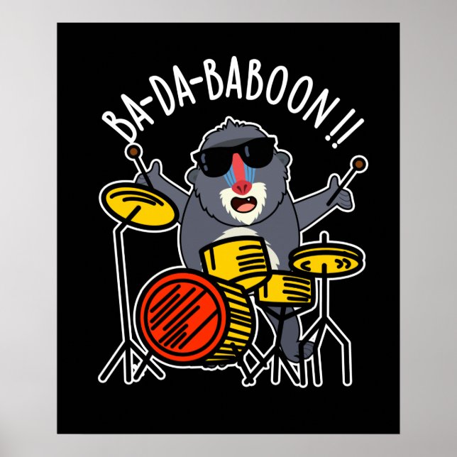 Affiche Ba-da-ba-boon Funny Baboon Pun Dark BG (Devant)