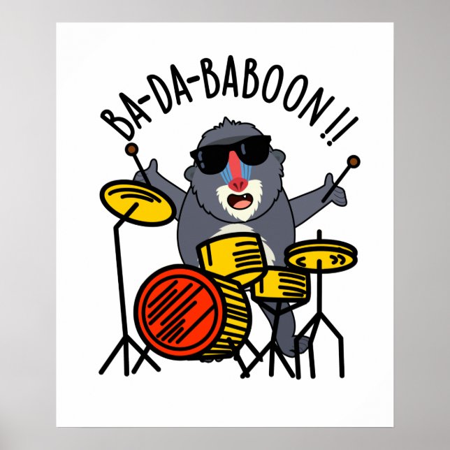 Affiche Ba-da-ba-boon Funny Singe Baboon Pun (Devant)