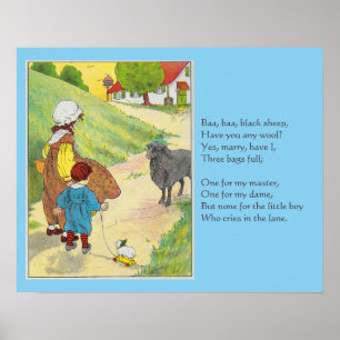 Affiche Baa, Baa, Mouton Noir, Mère Goose Nurserme Rhyme