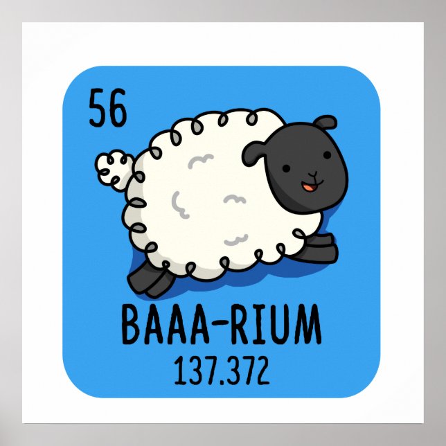 Affiche Baa-rium Funny Sheep Chimie Pun (Devant)