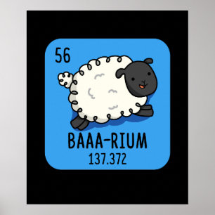 Affiche Baarium Funny Sheep Chemistry Pun Dark BG