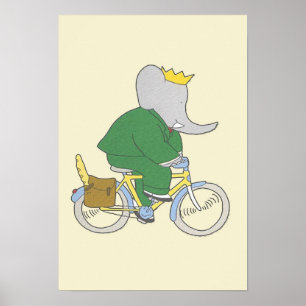 Affiche Babar fait du vélo