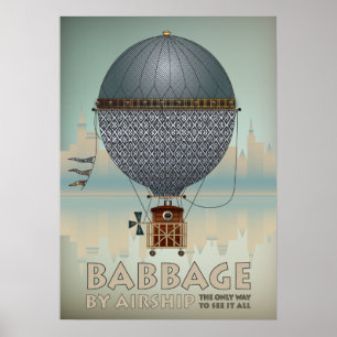 Affiche Babbage by Airship Steampunk Vintage voyage