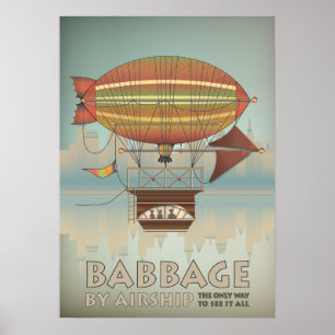 Affiche Babbage by Airship Steampunk Vintage voyage