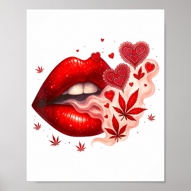 Affiche Babe amoureuse de cannabis pour la Saint-Valentin (Devant)