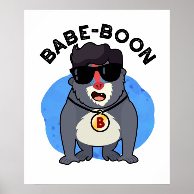 Affiche Babe-boon Funny Animal Singe Baboon Pun (Devant)