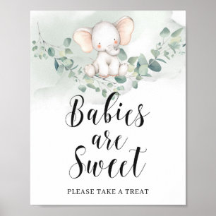 Affiche Babies are sweet sign elephant greenery eucalyptus