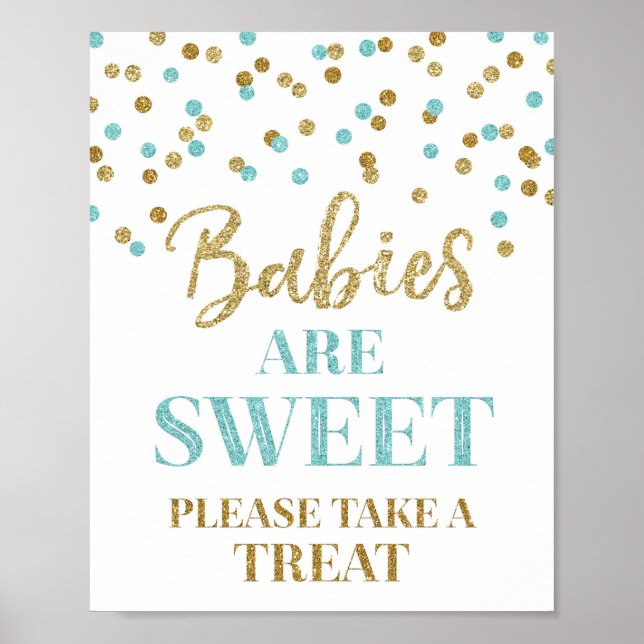 Affiche Babies are Sweet Sign Gold Blue Confetti (Devant)