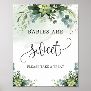 Affiche Babies are sweet sign succulent greenery foliage