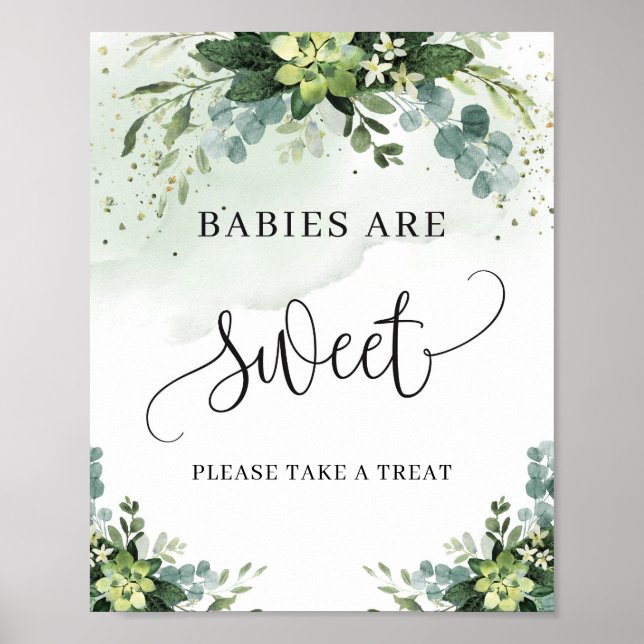 Affiche Babies are sweet sign succulent greenery foliage (Devant)
