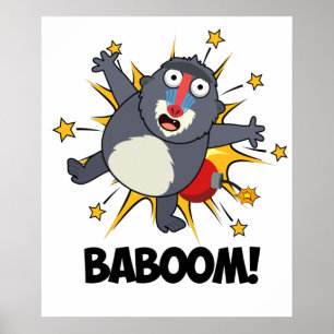 Affiche Baboom Drôle Explosif Baboon Pun