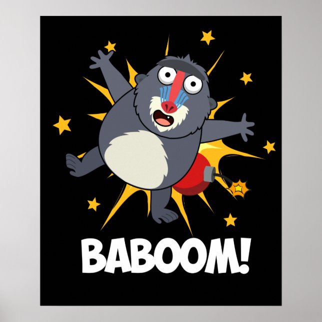 Affiche Baboom Drôle Explosif Baboon Pun Dark BG (Devant)
