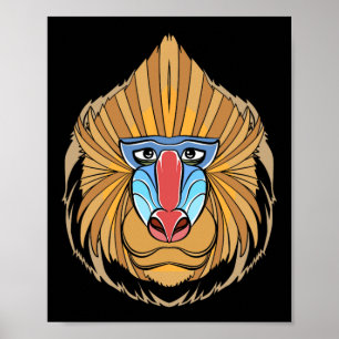 Affiche Baboon Visage Halloween Effrayant Baboon Singe