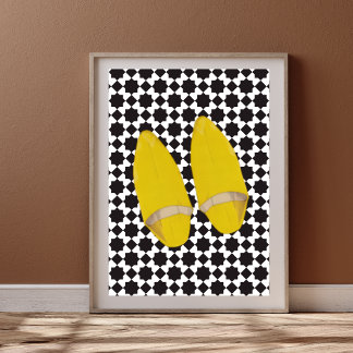 Affiche Babouches marocaines jaunes - Art minimaliste