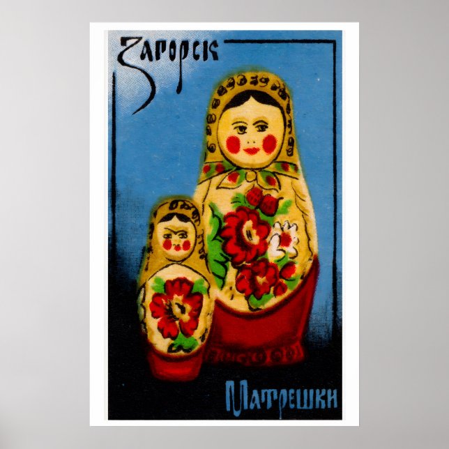 Affiche Babushka Doll - Matchbox Print - Czech Wall Art (Devant)