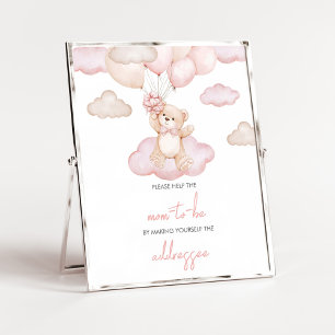 Affiche Baby Bear rose Balloon BabyDouche Enveloppe Statio
