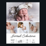 Affiche Baby Birth Stats<br><div class="desc">This template has placement for three photos. Easily edit the name and birth details with Zazzle's "Personalize this template" feature. Photos are for demonstration purposes only and must be replaced prior to purchase. Baby Birth Stats Poster.</div>