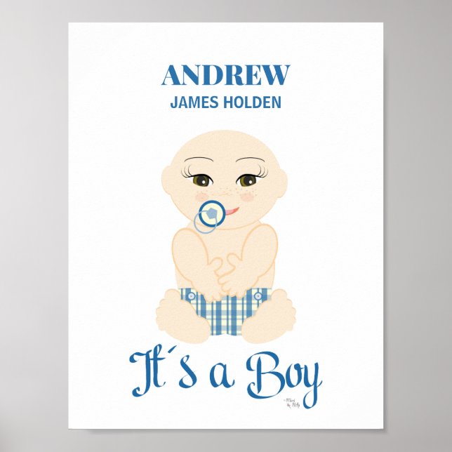 Affiche Baby Boy dans les tons bleus Conception de l'état  (Devant)