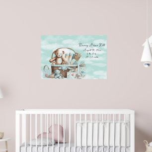 Affiche Baby Boy Teddy Bear Panier de jouets
