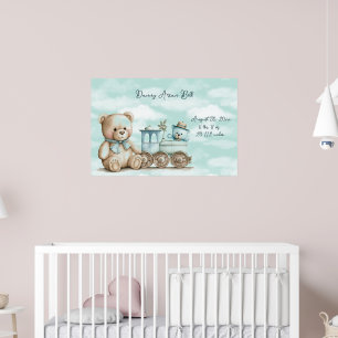 Affiche Baby Boy Teddy Bear Panier de jouets